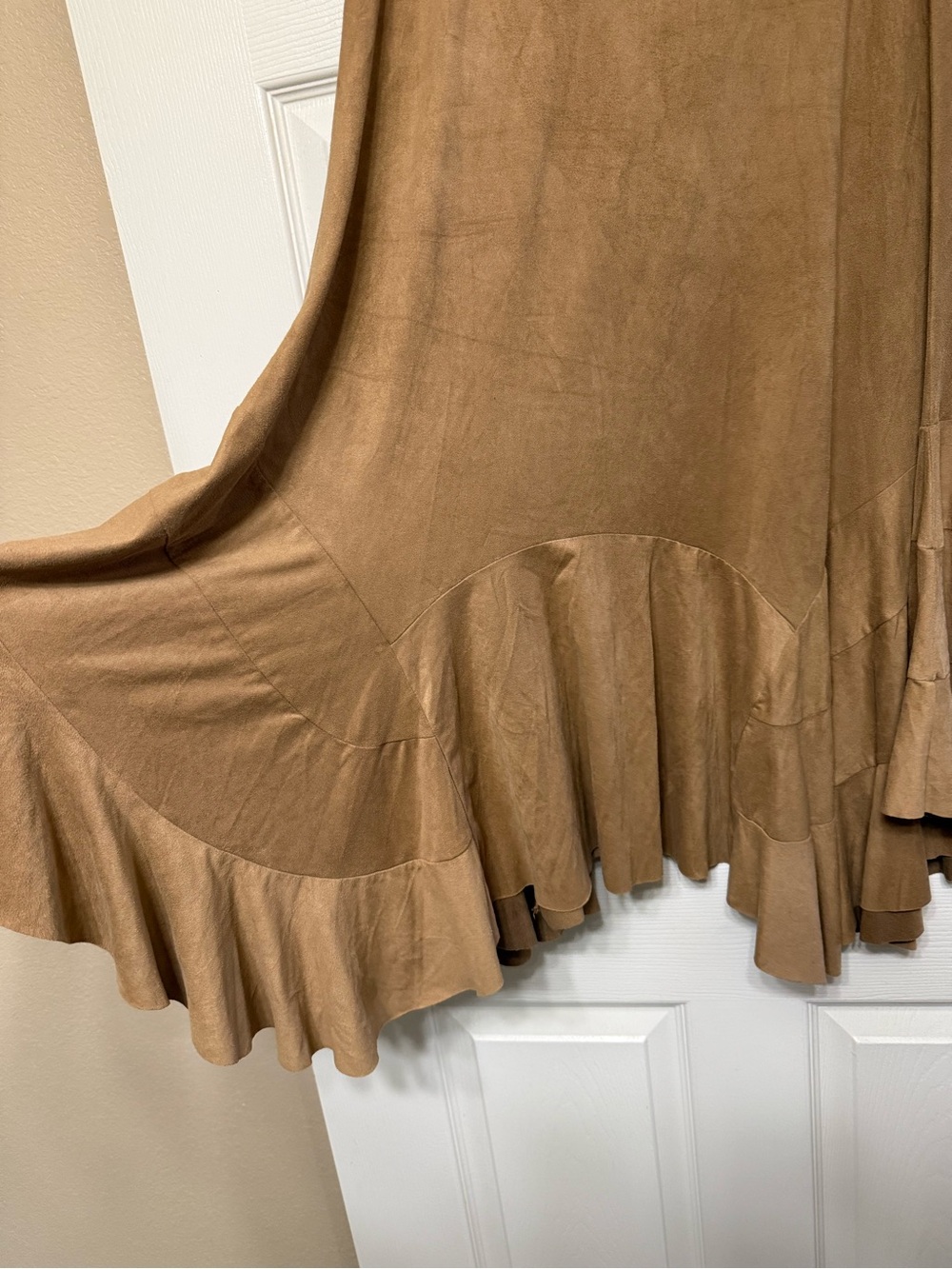 Vintage Y2K Faux Suede Cascading Ruffles Skirt - Picture 3 of 6